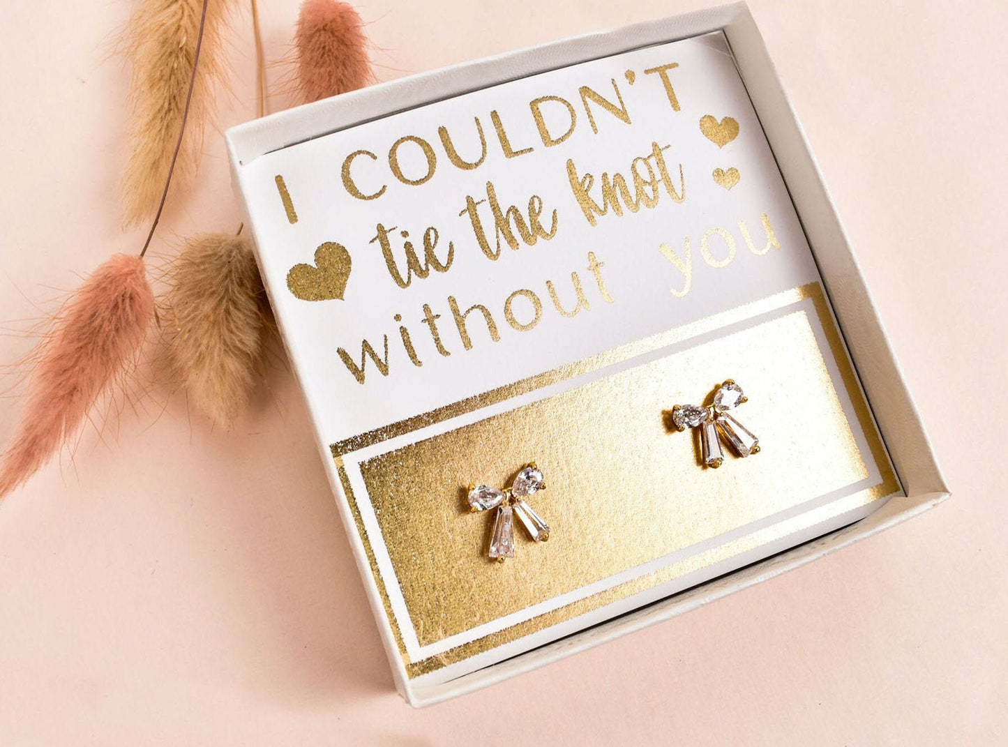 Personalized Bridesmaid Gift, Bridesmaid Proposal Earrings, Tie the Knot Jewelry, Custom Bridesmaid Earrings, Flower Girl, Maid of Honor