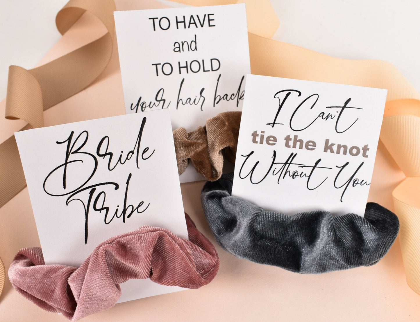 Velvet Bridesmaid Scrunchies - Bridesmaid Proposal - Bridesmaid Gift - Bridal Hair Ties - Proposal Box Gift - Will you be my Bridesmaid