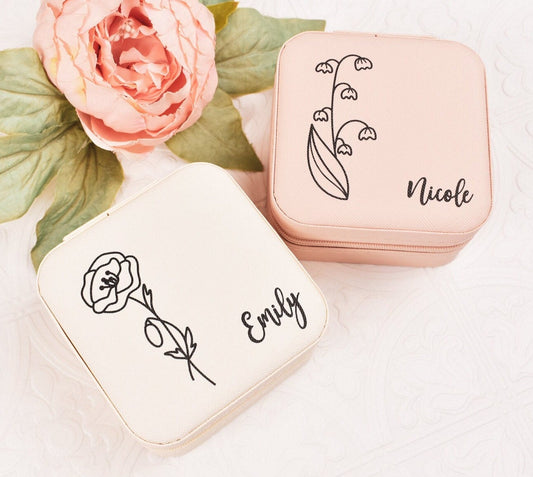 Personalized Jewelry Box Bridesmaid Jewelry Box Bridesmaid Gift Maid of Honor Personalized Gift for Women Travel Jewelry Bridesmaid Proposal