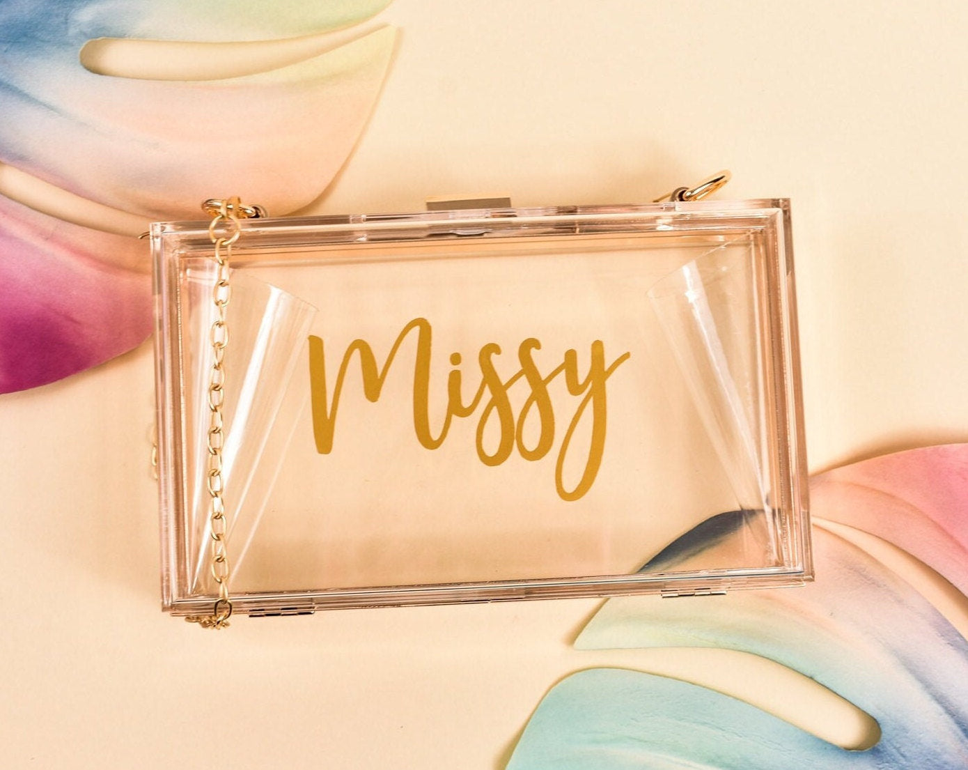 Personalized Acrylic Clutch for Bride | Bride Purse | Bridesmaid Gifts | Custom Wedding Gifts | Bachelorette Party Favors
