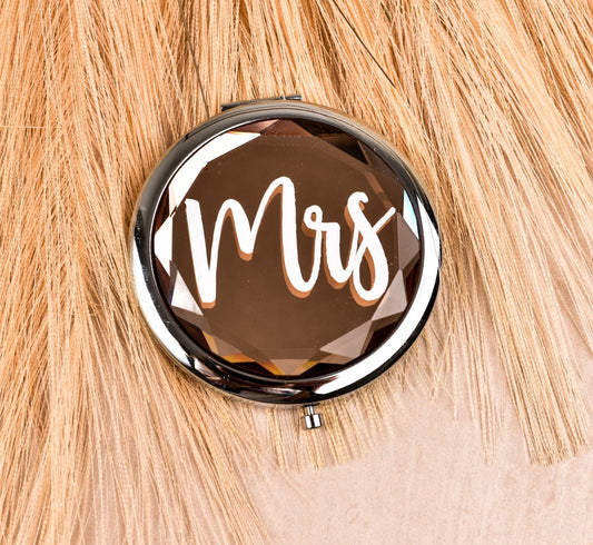 Bride Mirror Compacts - Mrs. Gifts Gem Compact Mirrors - Bridal Shower Gift for Bride To Be Gift Ideas - Wedding Gift for Bride - Mrs Gift