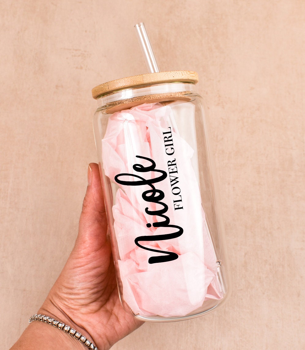 Personalized Glass Cup Bridesmaids Bride Wedding Bachelorette Personalized Bride Gift Wedding Gift Bridal Shower Gift for Bride Honeymoon