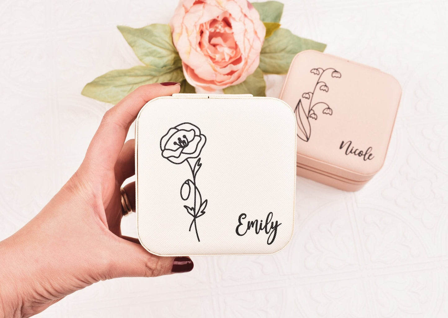 Personalized Jewelry Box Bridesmaid Jewelry Box Bridesmaid Gift Maid of Honor Personalized Gift for Women Travel Jewelry Bridesmaid Proposal