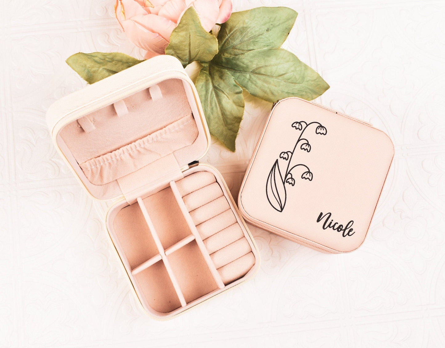 Personalized Jewelry Box Bridesmaid Jewelry Box Bridesmaid Gift Maid of Honor Personalized Gift for Women Travel Jewelry Bridesmaid Proposal