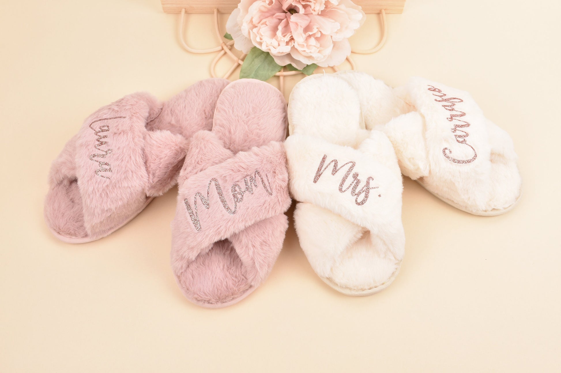 Bachelorette Party Fluffy Bride Bridesmaid Slippers Personalized Gifts Wedding Gifts Bridesmaid Gifts Bridal Shower Bachelorette Party Bride